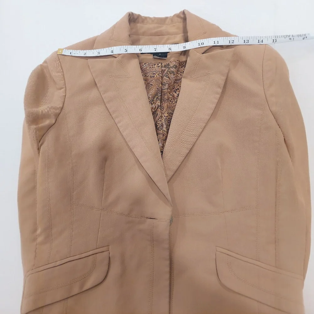 Tan Wool-Blend Blazer with Tailored Fit - Picture 8 of 10